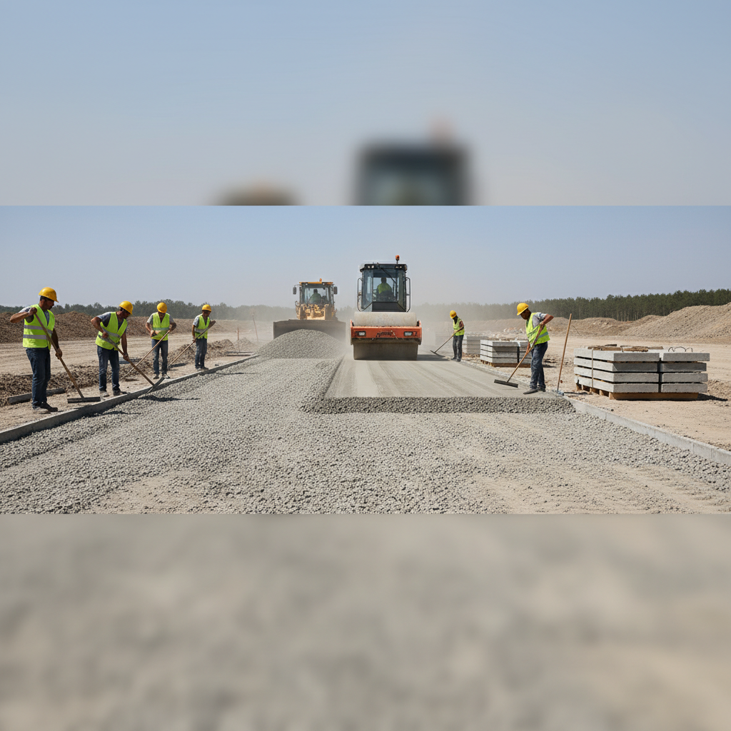 фото Подготовка основания под укладку дорожных плит