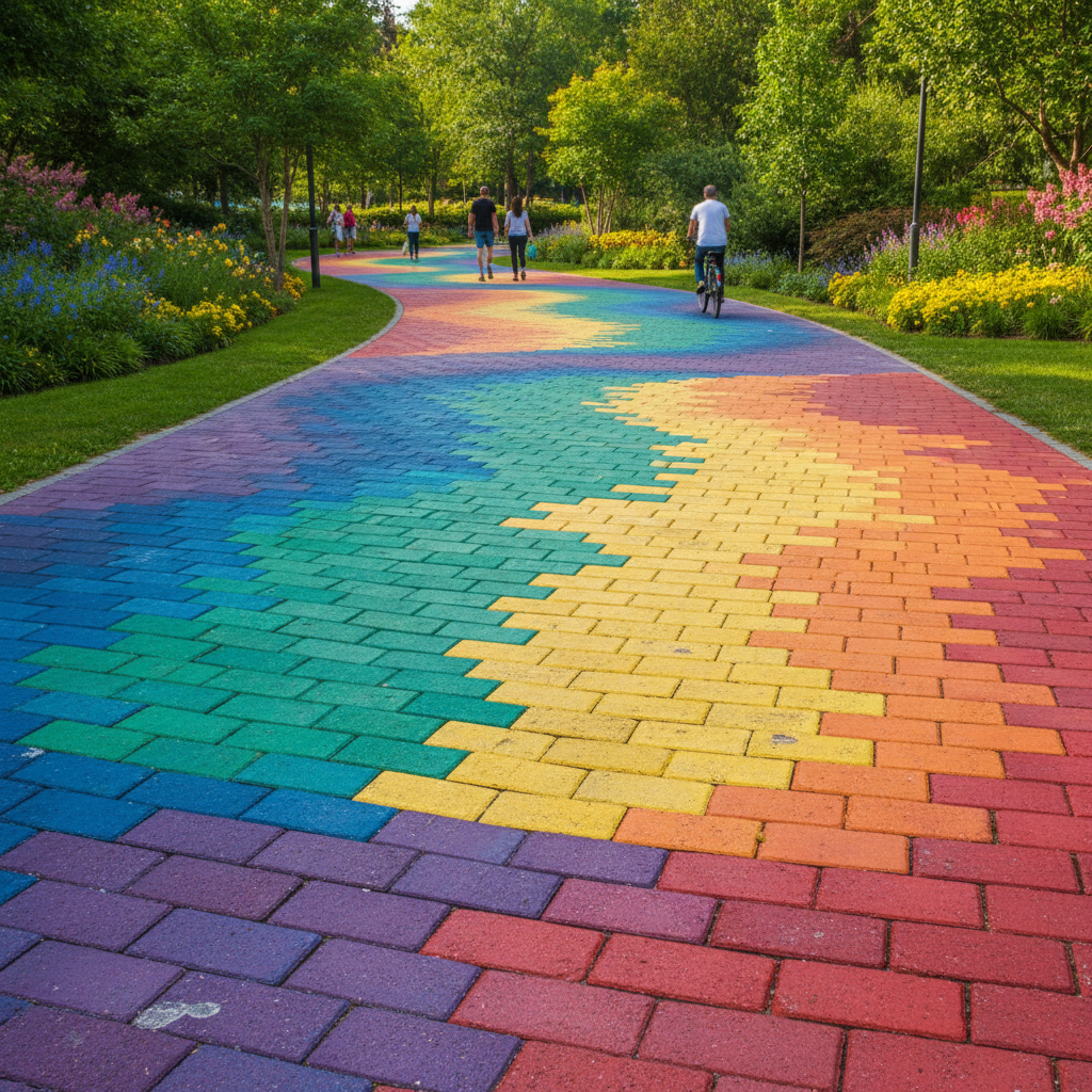 фото Цветные дорожные плиты: возможности окрашивания и эксплуатации