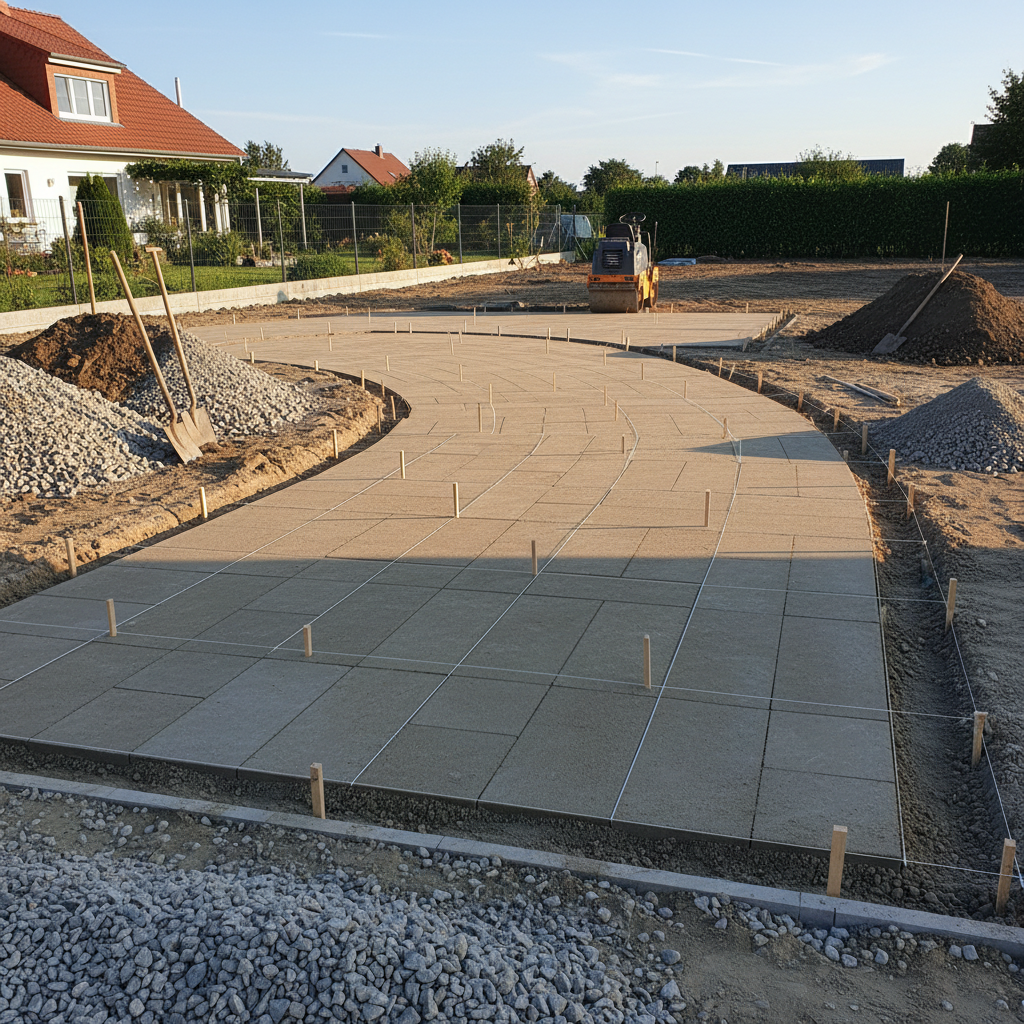 фото Планировка участка перед укладкой дорожных плит