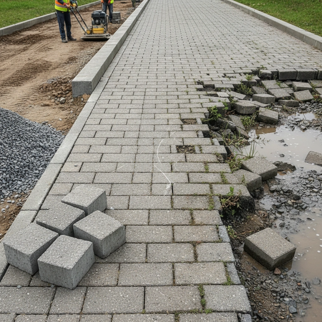 фото Вибропрессованные дорожные плиты: преимущества и недостатки