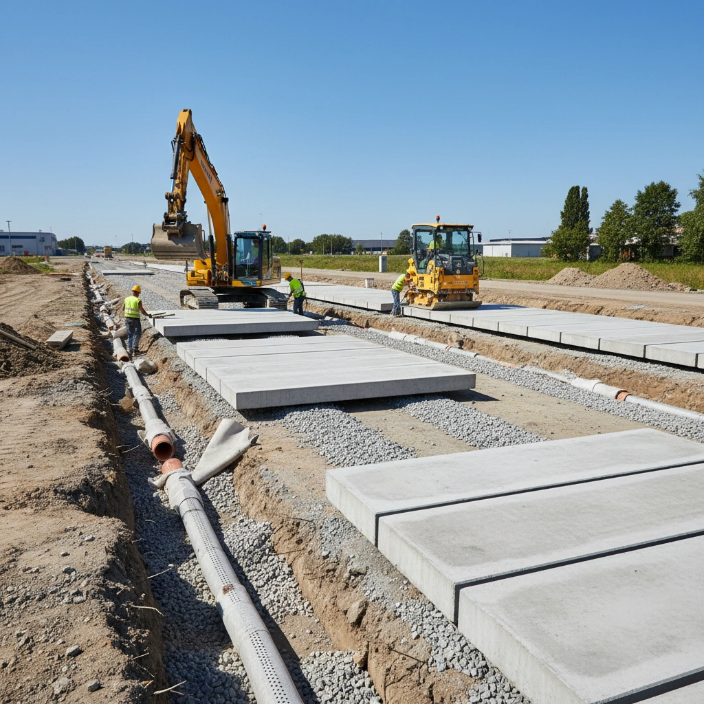фото Дренаж при укладке дорожных плит: системы и монтаж